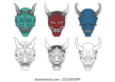 ONI DEMON MASK JAPANESE VECTOR FREE