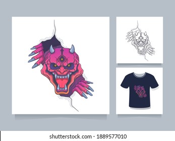 oni devil head artwork illustration