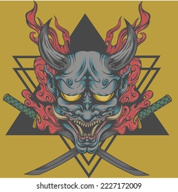 oni devil from japan culture, vector design and illustration. for tshirt design, merch and others