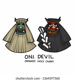 Oni Devil Japanese lucky charm cartoon vector illustration