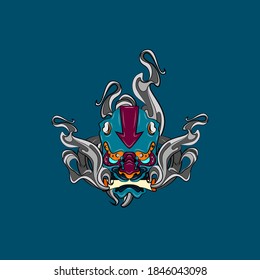 oni or devil mask illustration design for sukajan is mean japan traditional cloth or t-shirt with digital hand drawn Embroidery Men T-shirts Summer Casual Short Sleeve Hip Hop T Shirt Streetwear