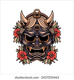 oni flower tattoo vector design