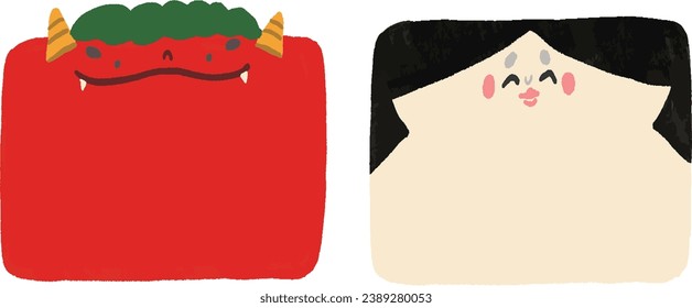 Oni and Fuku square frame illustration set (slightly smaller)