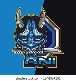 oni, hannya, Japan mask, demon e sport and mascot game logo