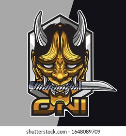 oni, hannya, Japan mask esport gaming mascot logo template, suitable for your team, business, and personal branding
