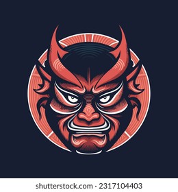 Oni Hannya mask design Embrace the power of Japanese folklore with this striking illustration. Convey intensity and mystery in your logo or artwork