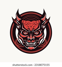 Oni Hannya mask design Embrace the power of Japanese folklore with this striking illustration. Convey intensity and mystery in your logo or artwork