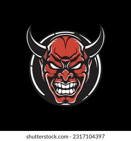 Oni Hannya mask illustration A captivating blend of traditional and fierce, symbolizing strength and passion. Perfect for bold branding and designs