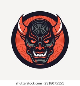 Oni Hannya mask illustration A captivating blend of traditional and fierce, symbolizing strength and passion. Perfect for bold branding and designs