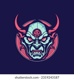 Oni Hannya mask illustration A captivating blend of traditional and fierce, symbolizing strength and passion. Perfect for bold branding and designs