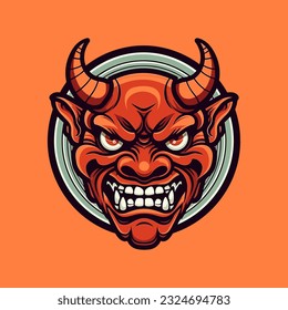 Oni Hannya mask illustration A captivating blend of traditional and fierce, symbolizing strength and passion. Perfect for bold branding and designs