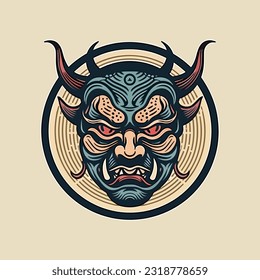 Oni Hannya mask logo Infuse your brand with the essence of mythology and protection. Craft an unforgettable image that commands attention