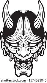 Oni Hanya Mask For Tattoo Shirts Logo Poster 