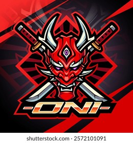 Oni head esport mascot logo design