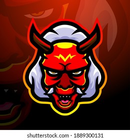 Oni head mascot esport logo design
