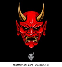 Oni head vector illustration for identity, brand, design element, or any other purpose.