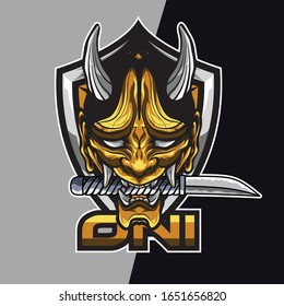 oni, Japan mask logo e sport mascot game 