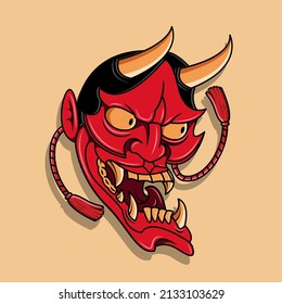 Oni japanese devil mask, Vector illustration eps.10