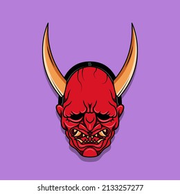 Oni japanese devil mask, Vector illustration eps.10
