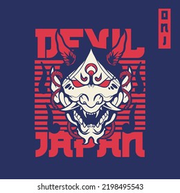 Oni japanese devil mask, Vector illustration