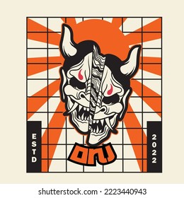Oni japanese devil mask, Vector illustration
