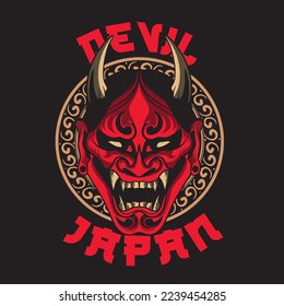 Oni japanese devil mask, Vector illustration	
