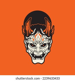 Oni Japanese devil mask, Vector illustration