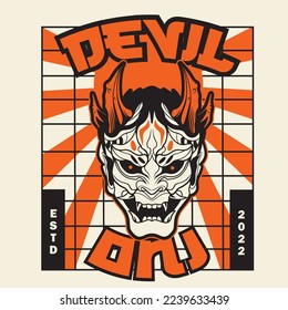 Oni Japanese devil mask, Vector illustration