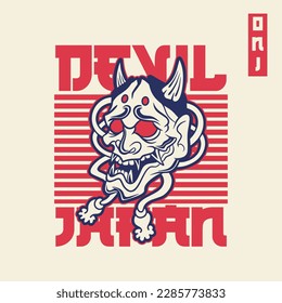Oni japanese devil mask, Vector illustration