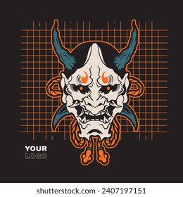 Oni japanese devil mask, Vector illustration	