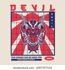 Oni japanese devil mask, Vector illustration	