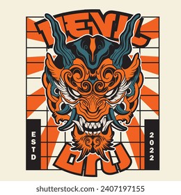 Oni japanese devil mask, Vector illustration	