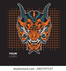 Oni japanese devil mask, Vector illustration	