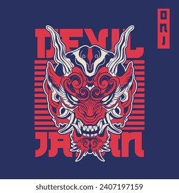 Oni japanese devil mask, Vector illustration	