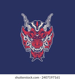 Oni japanese devil mask, Vector illustration	