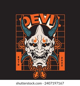 Oni japanese devil mask, Vector illustration	