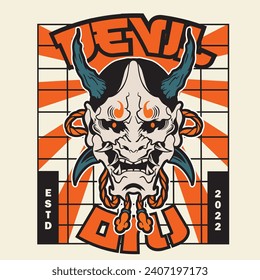 Oni japanese devil mask, Vector illustration	