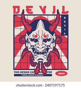 Oni japanese devil mask, Vector illustration	