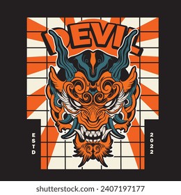 Oni japanese devil mask, Vector illustration	