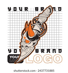 Oni japanese devil mask, Vector illustration	
