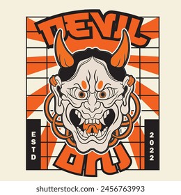 Oni japanese devil mask, Vector illustration	
