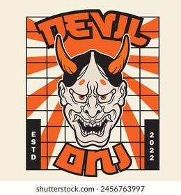 Oni japanese devil mask, Vector illustration	
