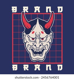 Oni japanese devil mask, Vector illustration	
