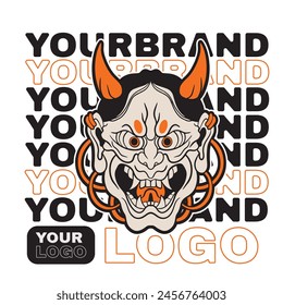 Oni japanese devil mask, Vector illustration	
