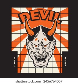 Oni japanese devil mask, Vector illustration	
