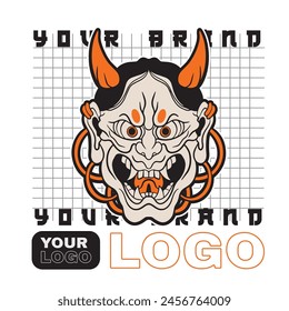 Oni japanese devil mask, Vector illustration	
