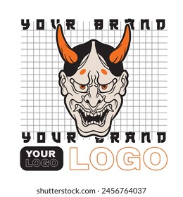 Oni japanese devil mask, Vector illustration	
