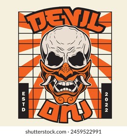 Oni japanese devil mask, Vector illustration	
