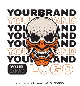 Oni japanese devil mask, Vector illustration	
