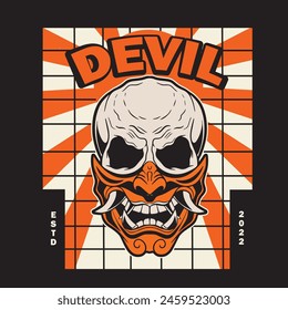 Oni japanese devil mask, Vector illustration	
